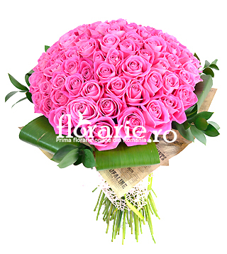 Buchet 75 trandafiri roz