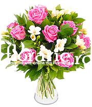 Freesias and roses